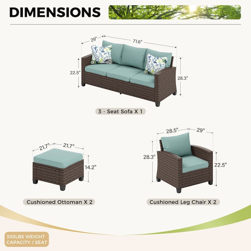 5/9-Seat Patio Furniture Wicker Rattan Outdoor Deep Seating Sectional Sofa Large Conversation Set
