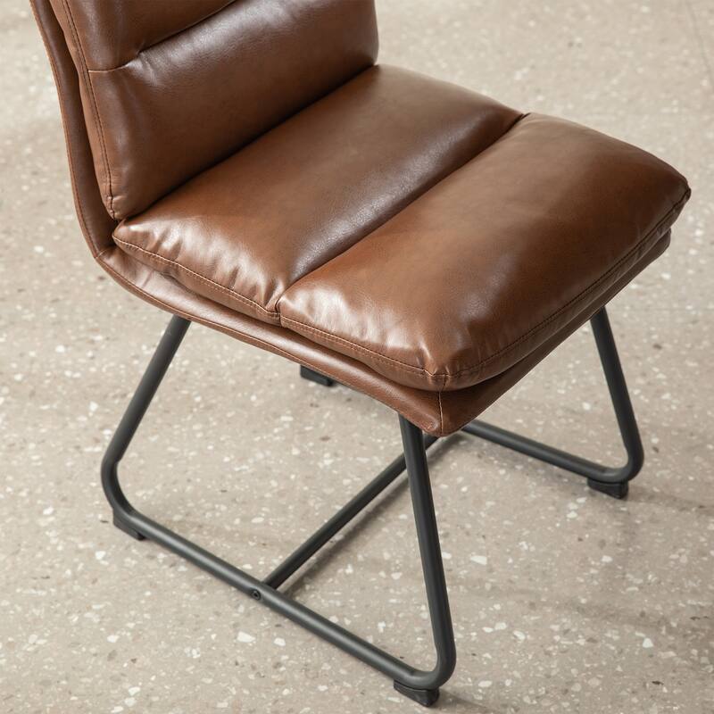 Glitzhome Set of 2 Modern Faux Leather Soft Springy Metal Legs Counter or Bar Stools