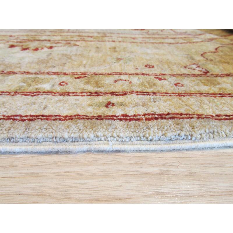 Beige Hand-Knotted Wool Traditional Peshawar Rug, 7'11 x 10'1, Soft Elegant Accent - L