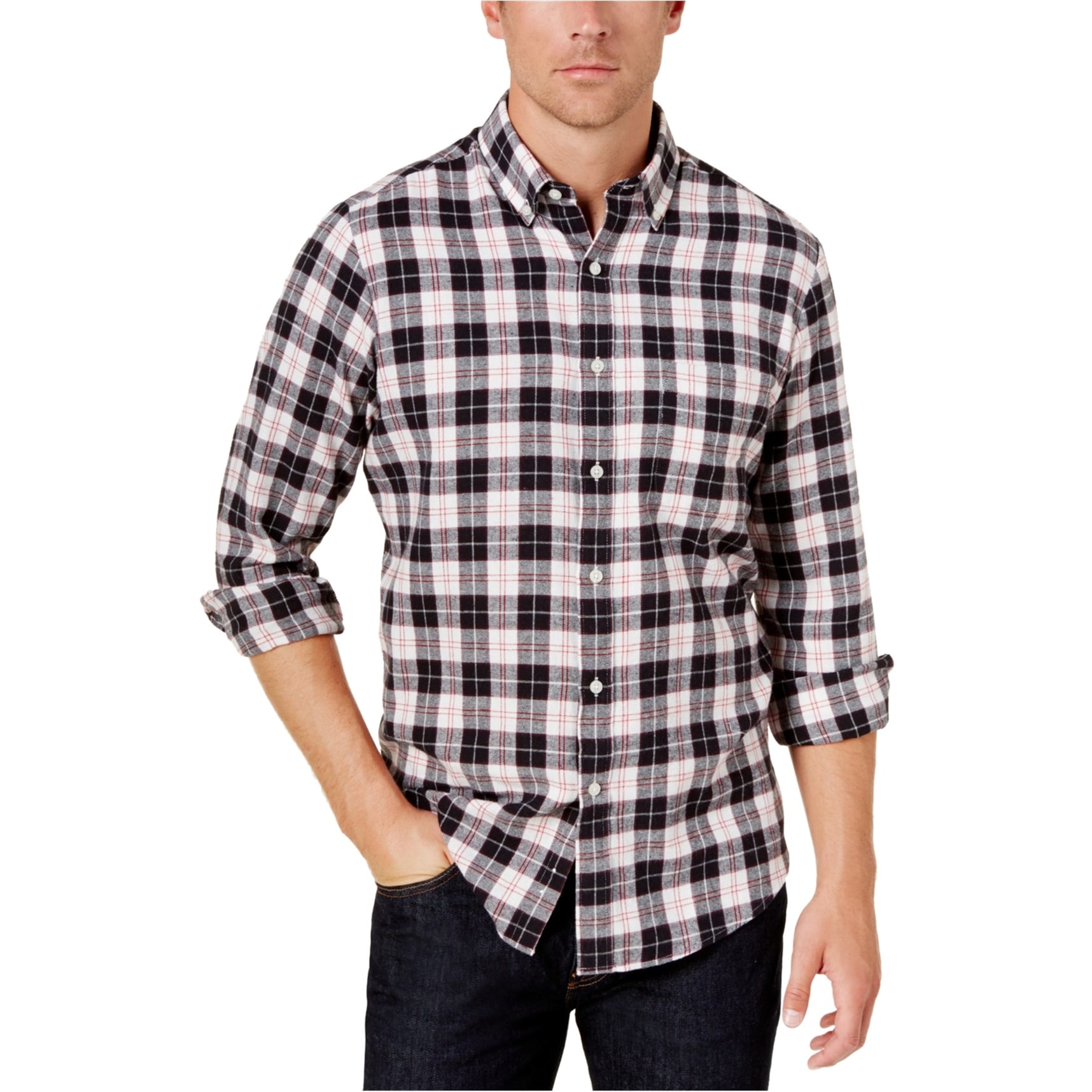 Club Room Mens Flannel Plaid Casual Shirt