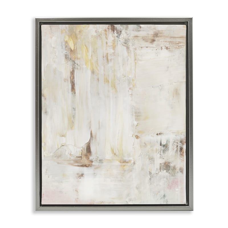Stupell Natural Muted Abstract Framed Floater Canvas Wall Art Design By Victoria Barnes - 25 x 31 - Grey