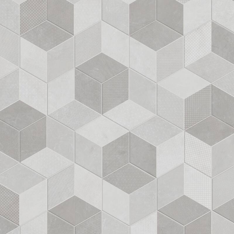 Merola Tile Panama Hex Diamond Deco 8-5/8" x 9-7/8" Porcelain Floor and Wall Tile