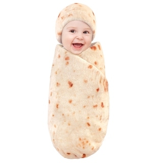 Hudson Baby Infant Plush Food Burrito or Pizza Blanket and Cap, Burrito, One Size - One Size