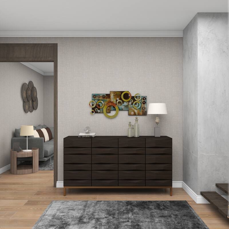 Wooden Geometric Wall Decor with Overlapping Circle Cutouts - Multi Colored - Roche River Decor