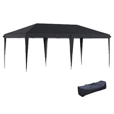 19.2' x 9.7' Large Outdoor Gazebo Pop-Up Canopy Shade with Adjustable Steel Frame and UV Protection - 19.2' L x 9.7' W