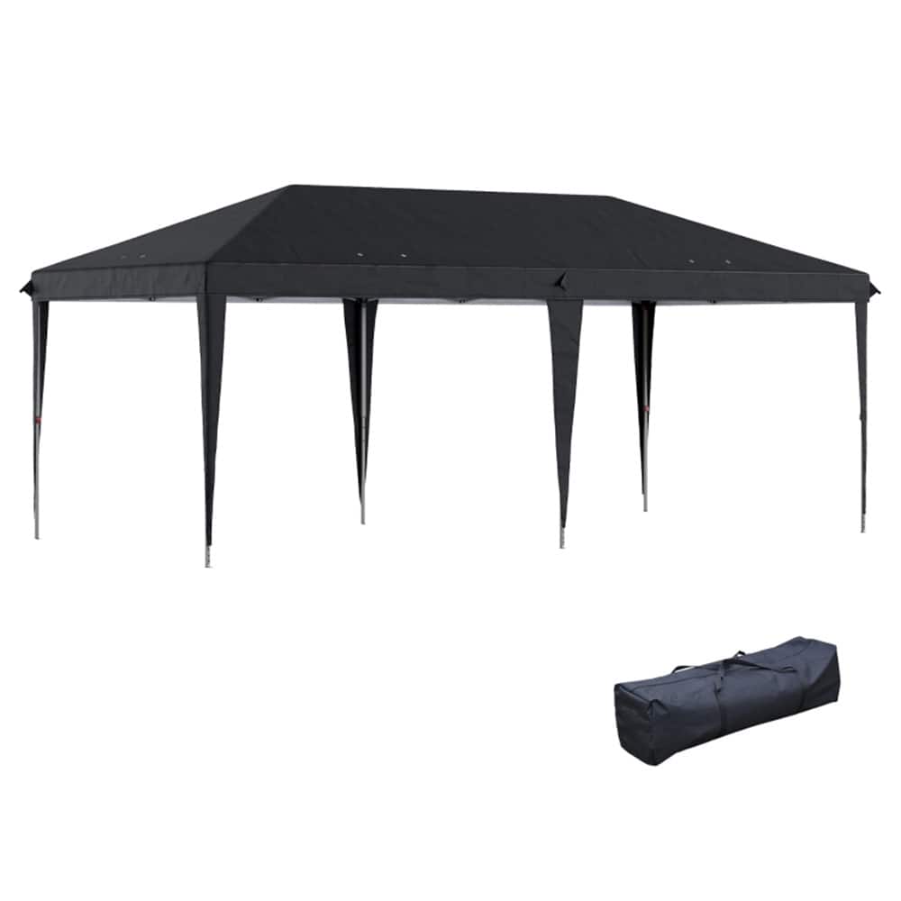 19.2' x 9.7' Large Outdoor Gazebo Pop-Up Canopy Shade with Adjustable Steel Frame and UV Protection - 19.2' L x 9.7' W