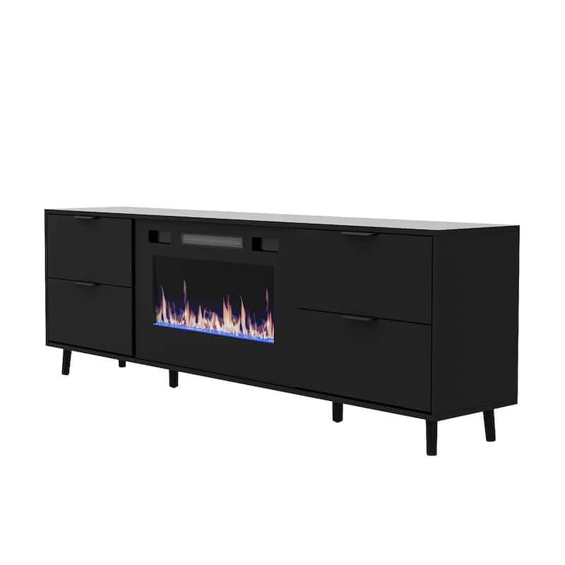 High-Gloss Electric Fireplace TV Stand LED Color ModesRemote Control