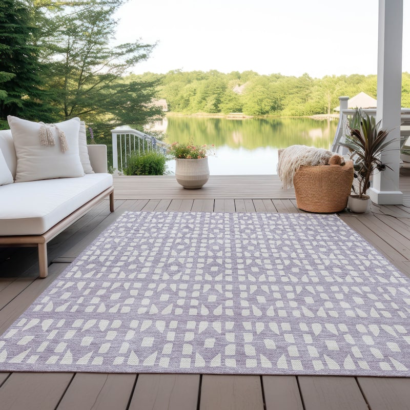Machine Washable Indoor/ Outdoor Contemporary Imprints Chantille Rug
