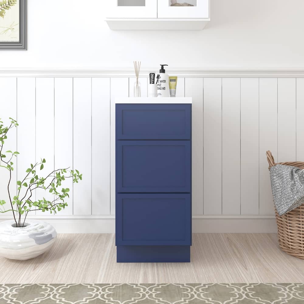 Vanity Art 15" Freestanding Single Base 3 Drawers Storage Cabinet