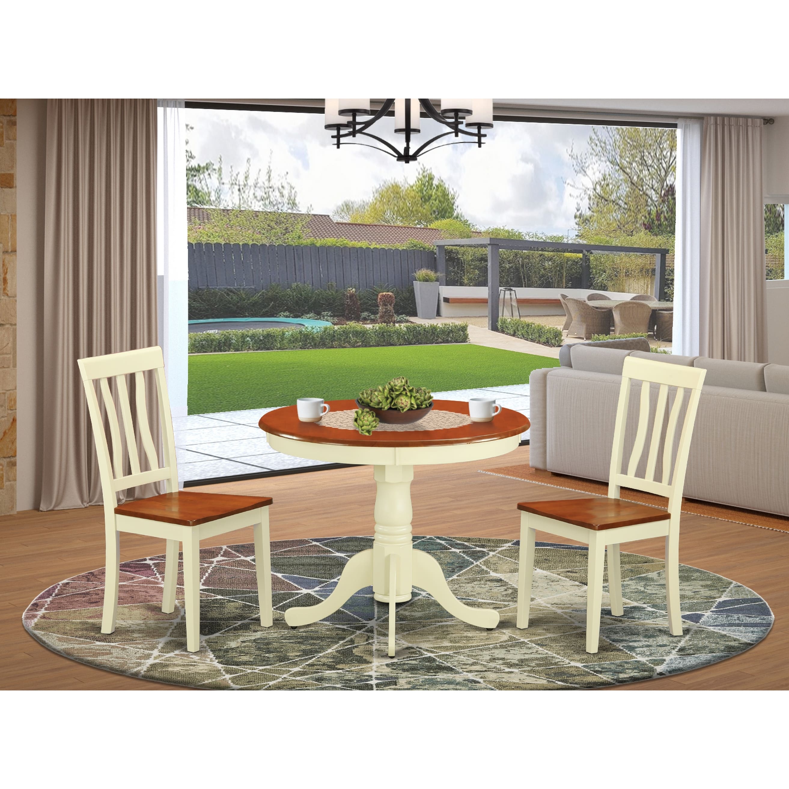 Buttermilk And Cherry Kitchen Table And Two Chair 3 Piece Dining Set Overstock 10201217
