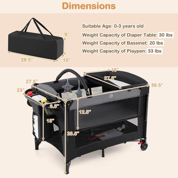 Babyjoy Baby Bassinet Bedside Crib with Changing Table Mattress - See Details