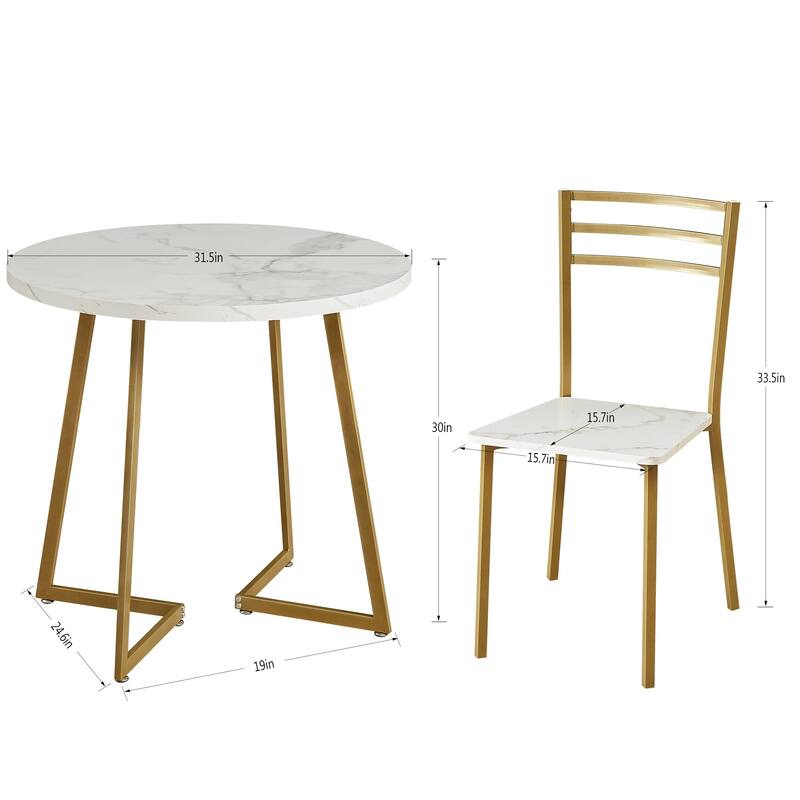 VECELO 3-Pieces Round Dining Sets for Small Spaces Butterfly Leg Table Dining Table Set of 3