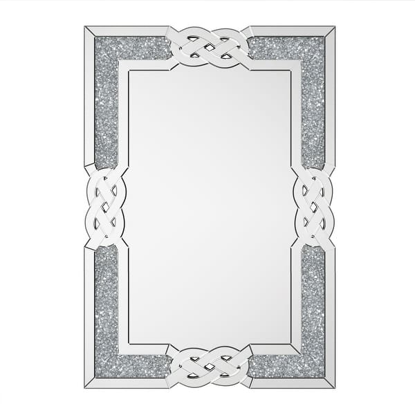SERENA'S Set van 4 onderzetters van verpletterd diamantkristal en spiegel, set van 4 glinsterende zilveren onderzetters voor thuis, keuken, bar en restaurantdecoratie (hart