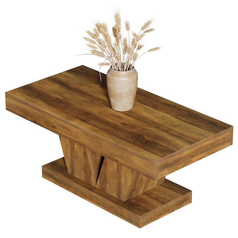 47.2" Rectangular Coffee Table, Farmhouse Mid-Century Center Table