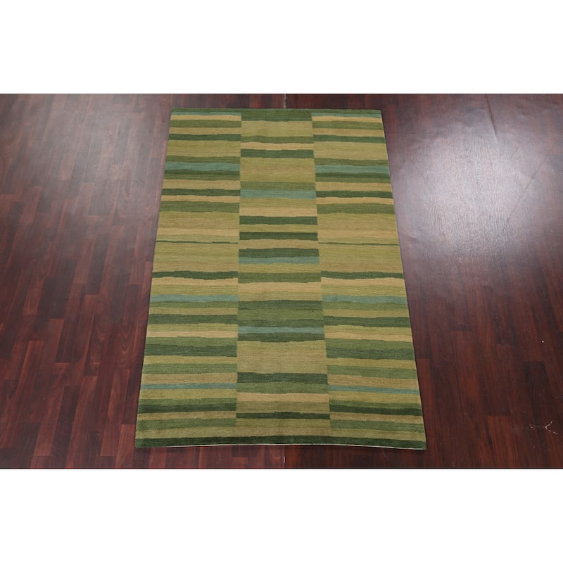 Vegetable Dye Nepalese Oriental Wool Area Rug Handmade Bedroom Carpet - 5'0" x 7'11"