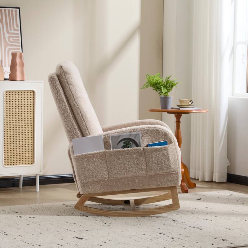 Modern Accent Rocking Chair Rocking Chair with Solid Wood Legs