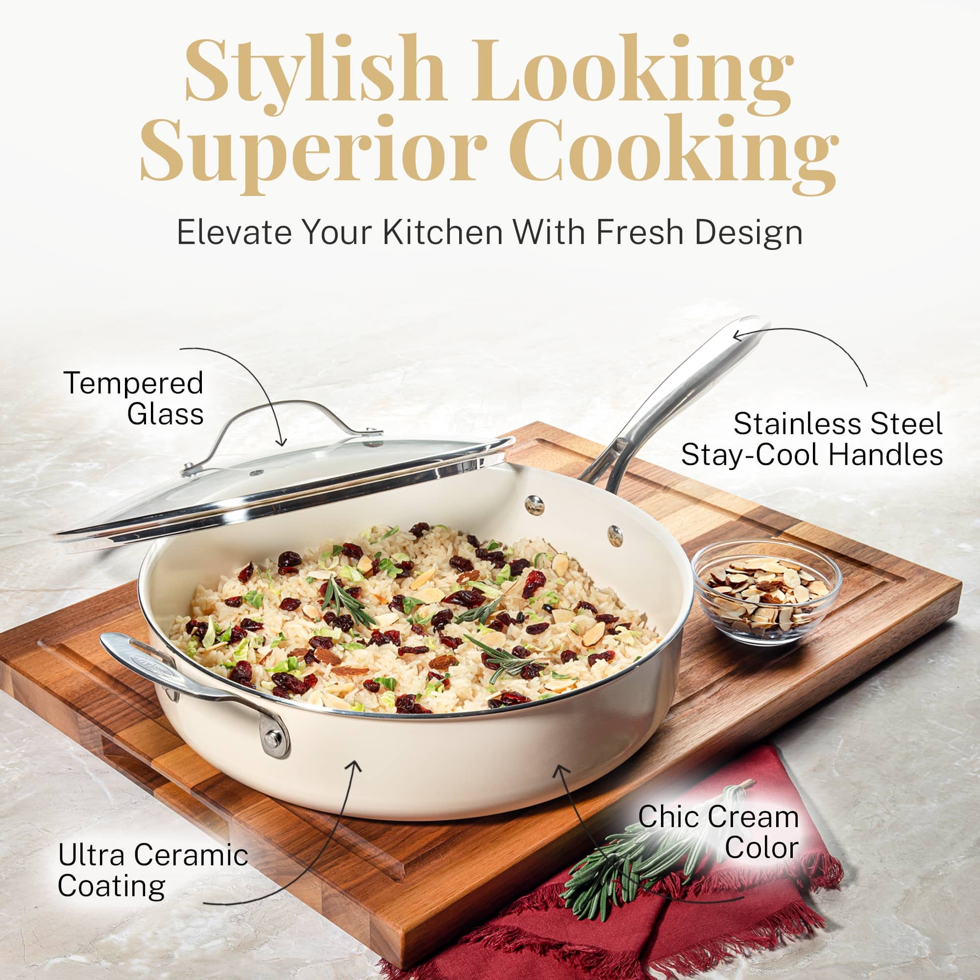 Gotham Steel Naturals 20 Pc Nonstick Express Cookware Set with Bakeware and Utensils Bed Bath