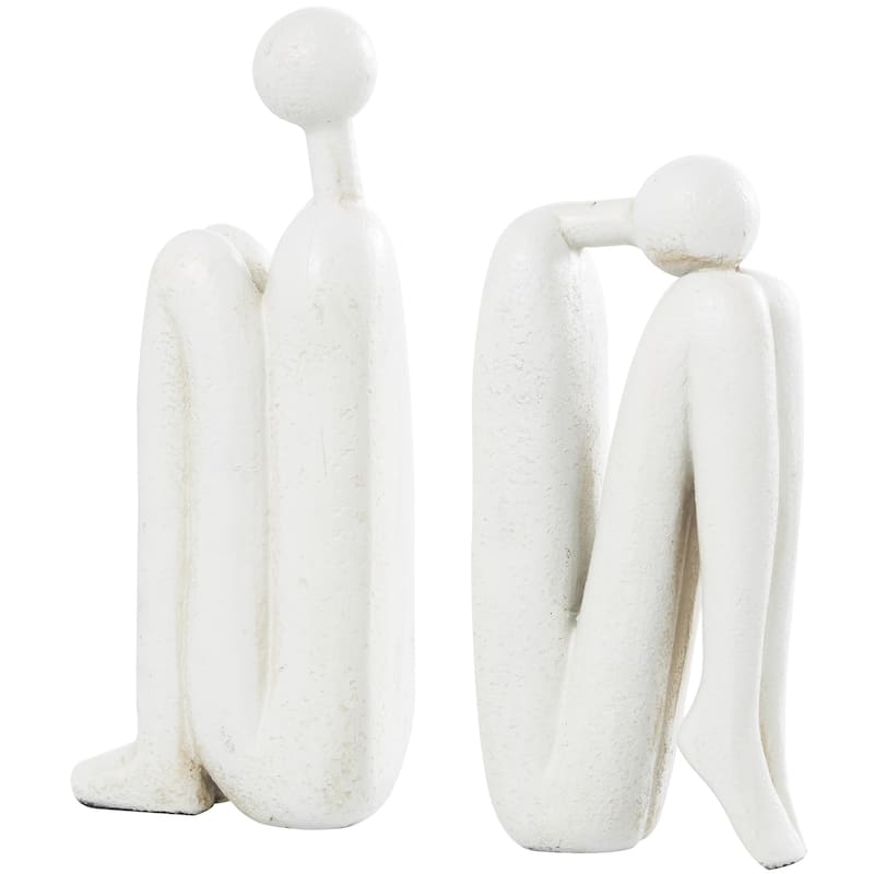 Polystone People Decorative Bookends - Set of 2 White or Bronze - Roche River Decor