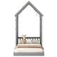 preview thumbnail 19 of 61, Toddler Floor Bed House Bed No Slat Floor Bed Concise Design Kids Toddler Bed with House Roof Frame and Safety Guardrail
