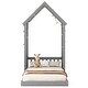 preview thumbnail 29 of 31, Twin Size Pine Wood Roof-framed Headboard Floor Bed with Headboard Guardrails, without Slats