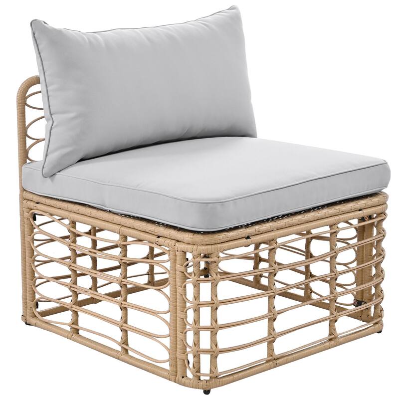 7-Piece Outdoor Rattan Patio Furniture Set with Cushions and Coffee Table