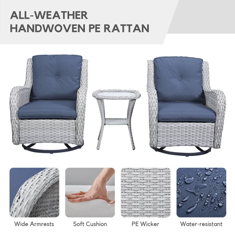 Gymojoy 7 Piece Outdoor Sofa Swivel Rocker Chairs Set Weather-resistance