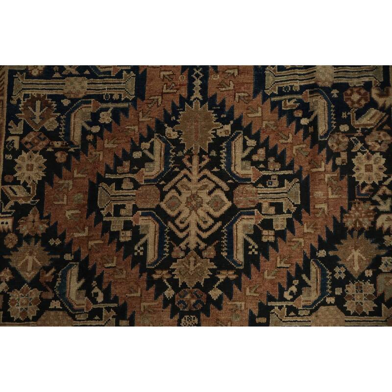 Hand Knotted Oriental 100% Wool Carpet Traditional Tribal Navy Blue & Blues Bakhtiari Area Rug - 10' 4'' X 5' 5''