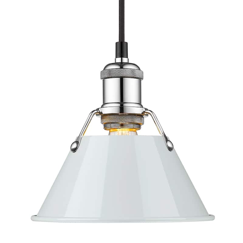 Yep by Golden Lighting Orwell 1-light 8in Pendant in Chrome and Dusky Blue shade - Silver