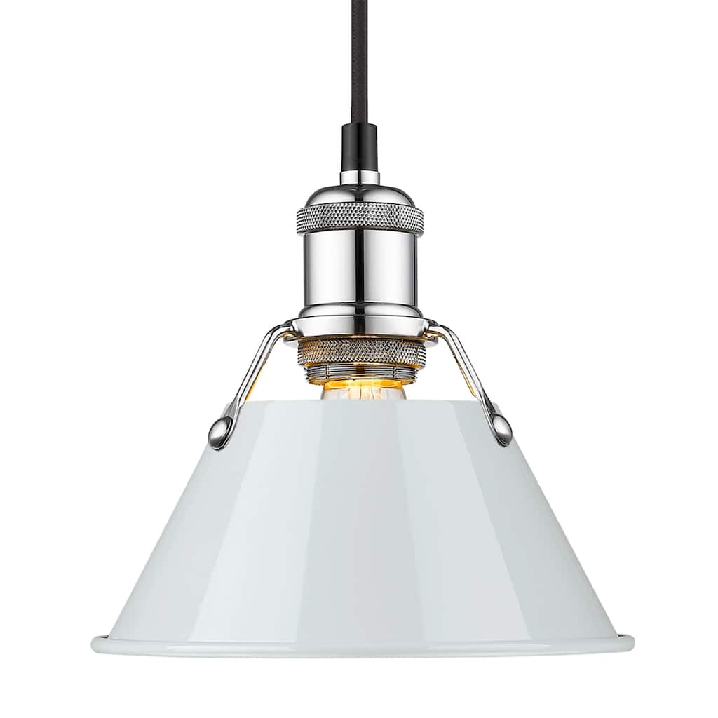 Yep by Golden Lighting Orwell 1-light 8in Pendant in Chrome and Dusky Blue shade - Silver