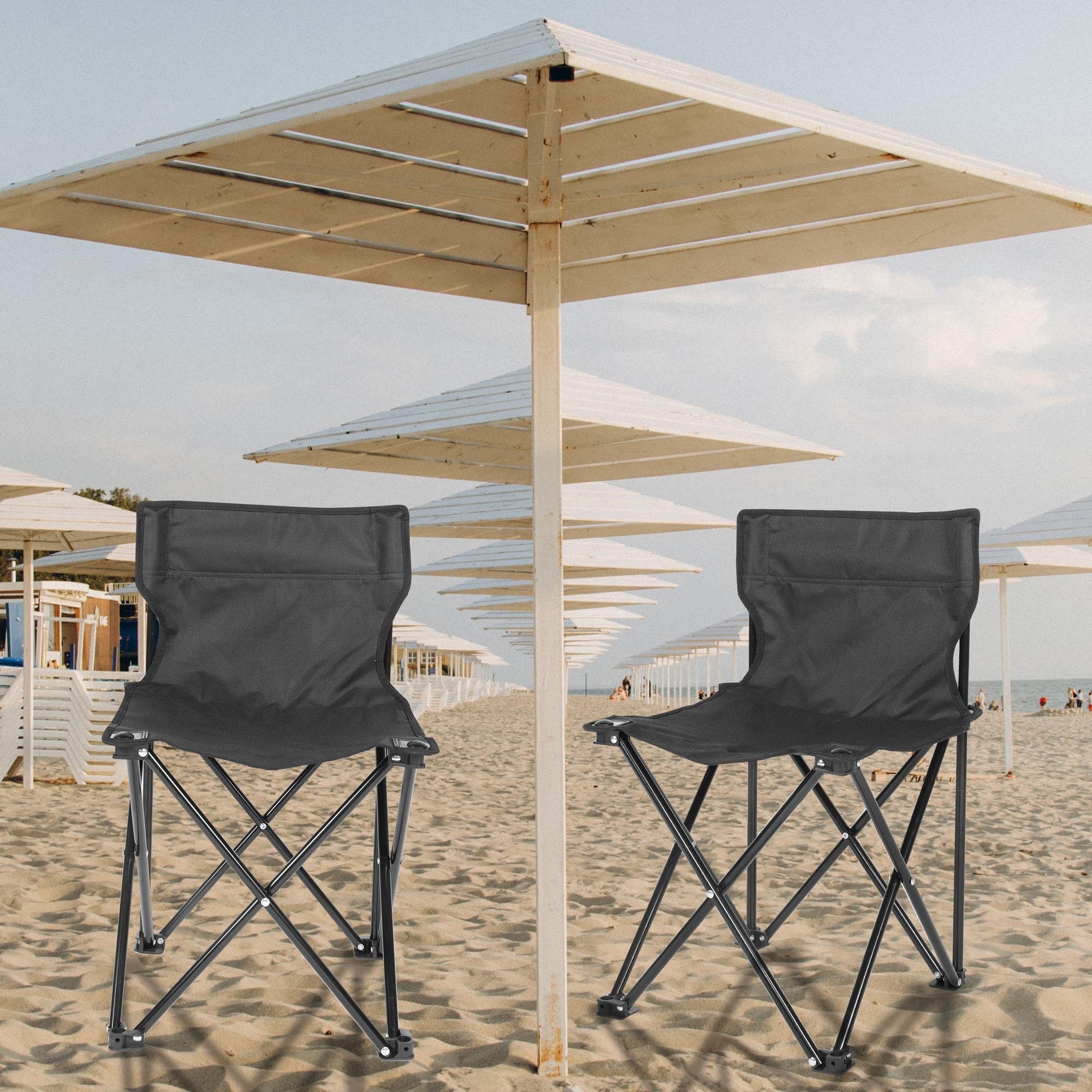 2-Piece Folding Outdoor Chair with Storage Bag, Portable Chair for