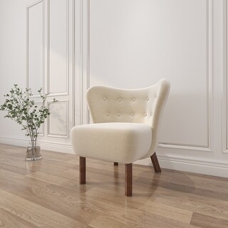 Modern Wingback Tufted Accent Chair with Solid Wood Legs - Bed Bath ...