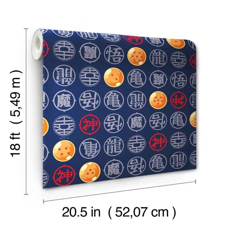 RoomMates Dragon Ball Z Symbols Blue Peel and Stick Wallpaper - N/A