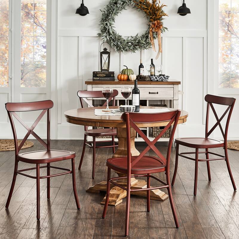 Eleanor 5-Piece Dining Set with Metal X-Cross Back Chairs by iNSPIRE Q Classic