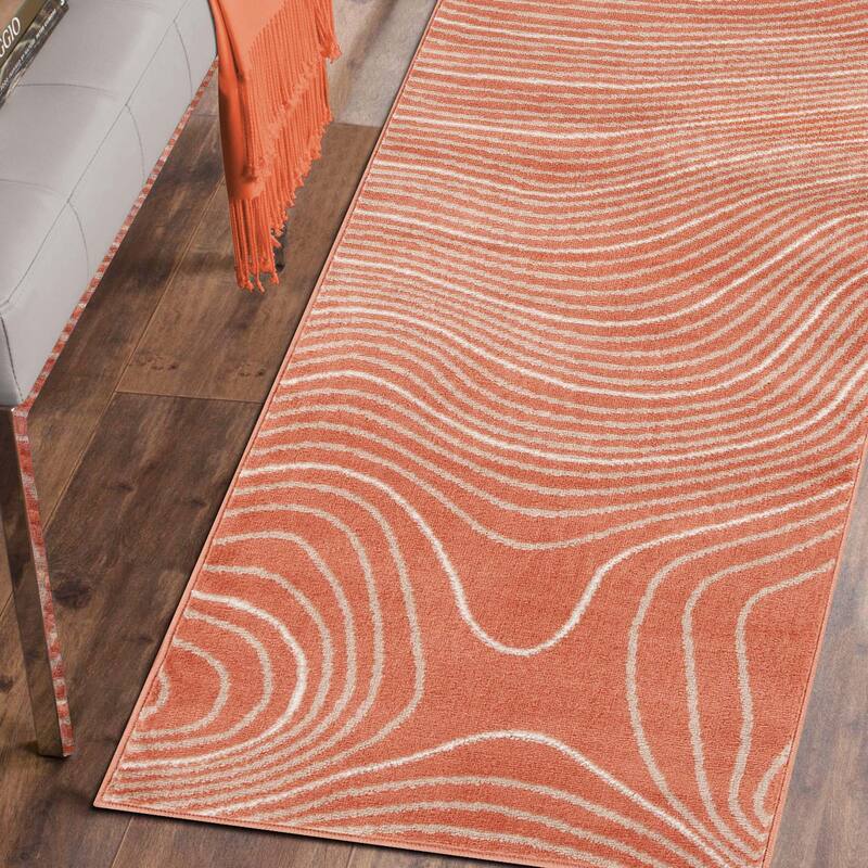 Superior Veer Modern Abstract Wood Grain Indoor Runner or Area Rug