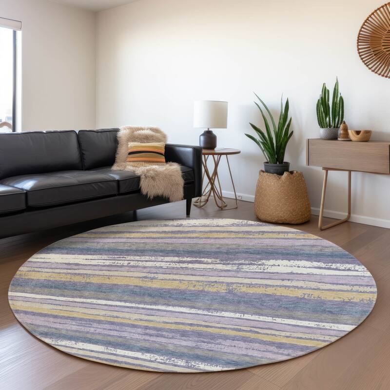 Premium Washable Super Soft Stripe Mayfield Rug - Purple - 8' x 8'