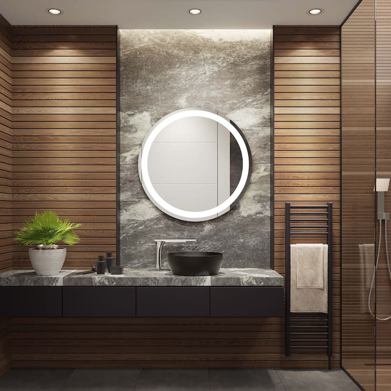 SAFAVIEH Home Caspar 30" LED Vanity Mirror - Silver / White