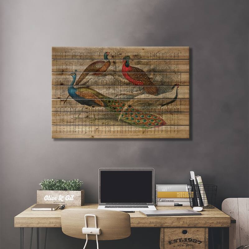 Oliver Goldsmith Birds Print On Wood by FisherCraft - Multi-Color