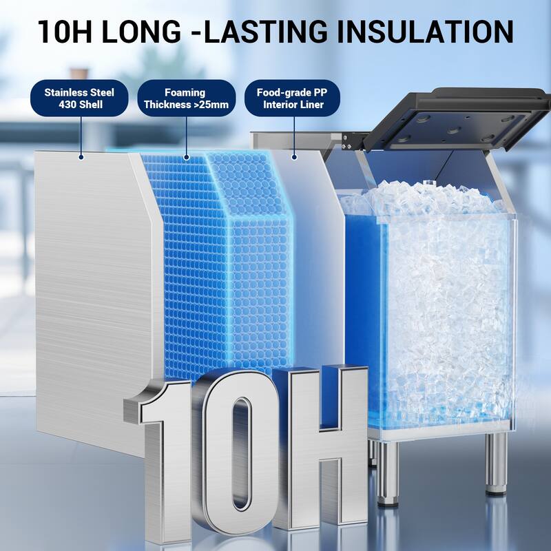 Ice Maker Commercial Ice Machine Stainless Steel Commercial Ice Maker Large Capacity Self-Cleaning