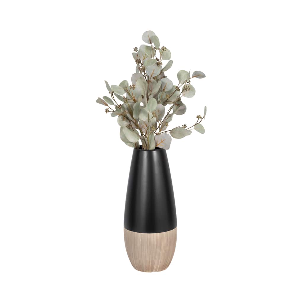 Sagebrook Home 17" Ceramic Vase Contemporary Two Tone Black and Beige Vase For Decorative Table Accent