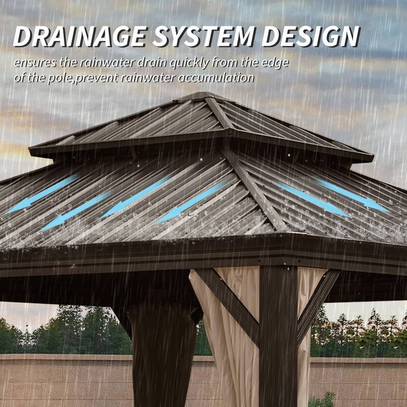 Domi Hardtop Gazebo with Galvanized Steel Double Roof and Aluminum Frame