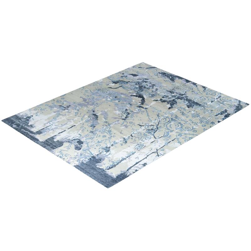 Modern One-of-a-Kind Hand-Knotted Area Rug - Beige, 9' 4" x 12' 2" - 9' 4" x 12' 2"