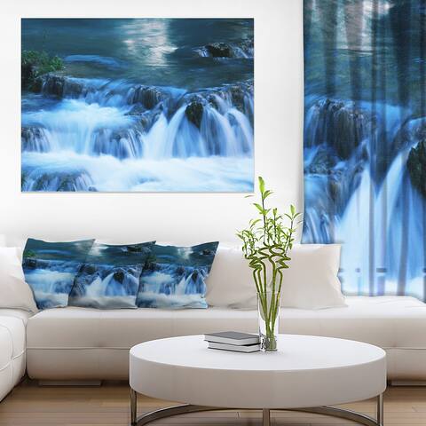 Designart "Beautiful Small Blue Waterfalls" Landscape Print Wall Art