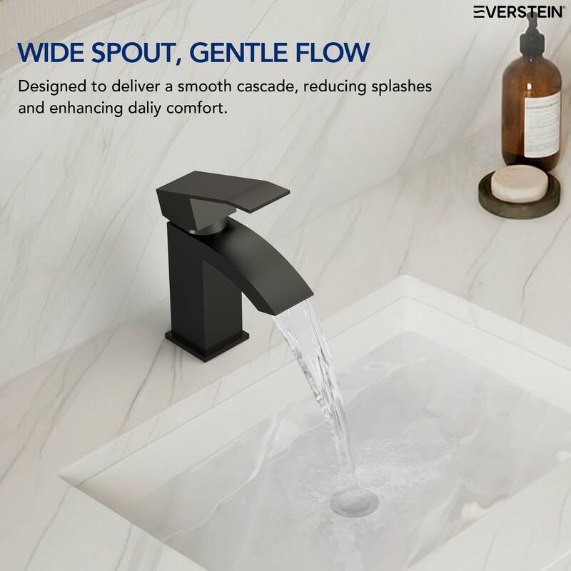 Single Handle Single Hole Waterfall Bathroom Faucet with Pop‑Up Drain