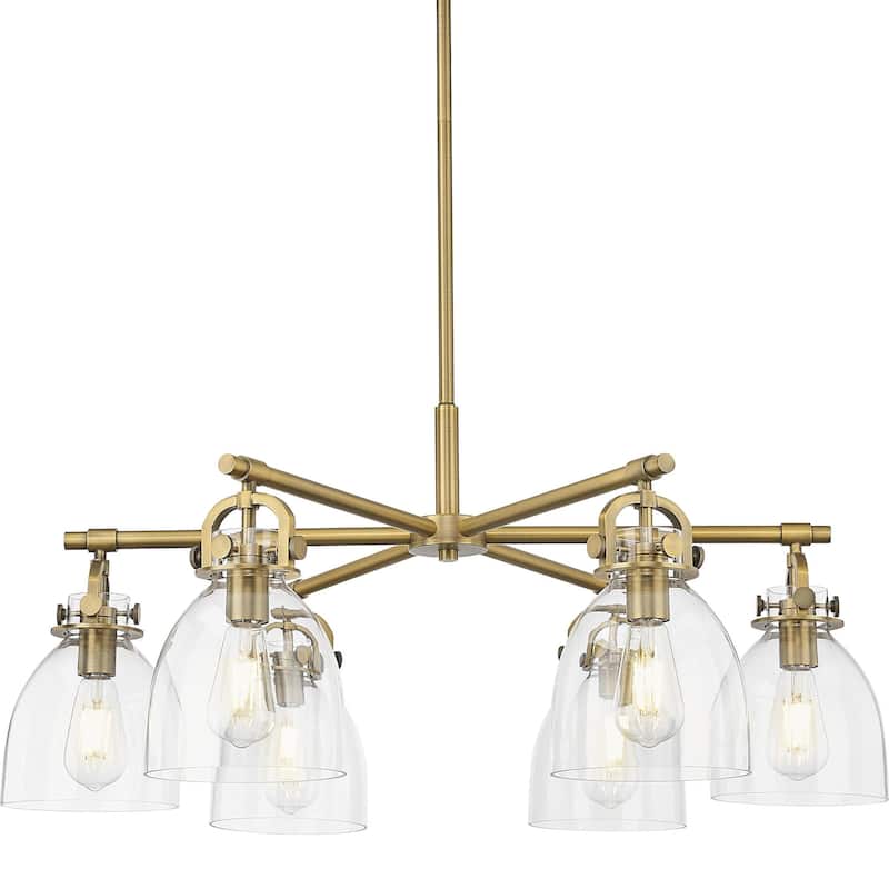 Innovations Lighting 410-6CR-16-26 Newton Bell Chandelier Newton Bell - Brushed Brass / Clear