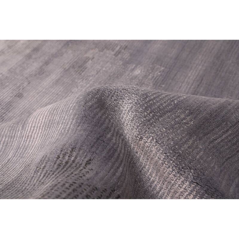 ECARPETGALLERY Hand Loomed Loreto Grey Viscose, Wool Rug - 5'3 x 7'4