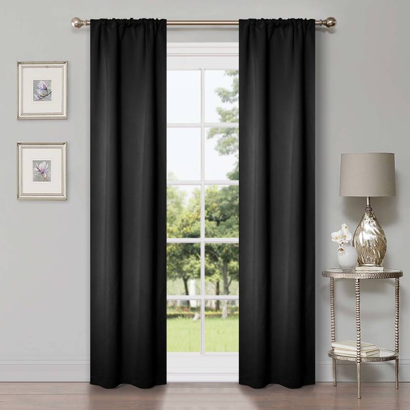 Superior Solid Machine Washable Room Darkening Semi-Blackout Curtains, Set of 2