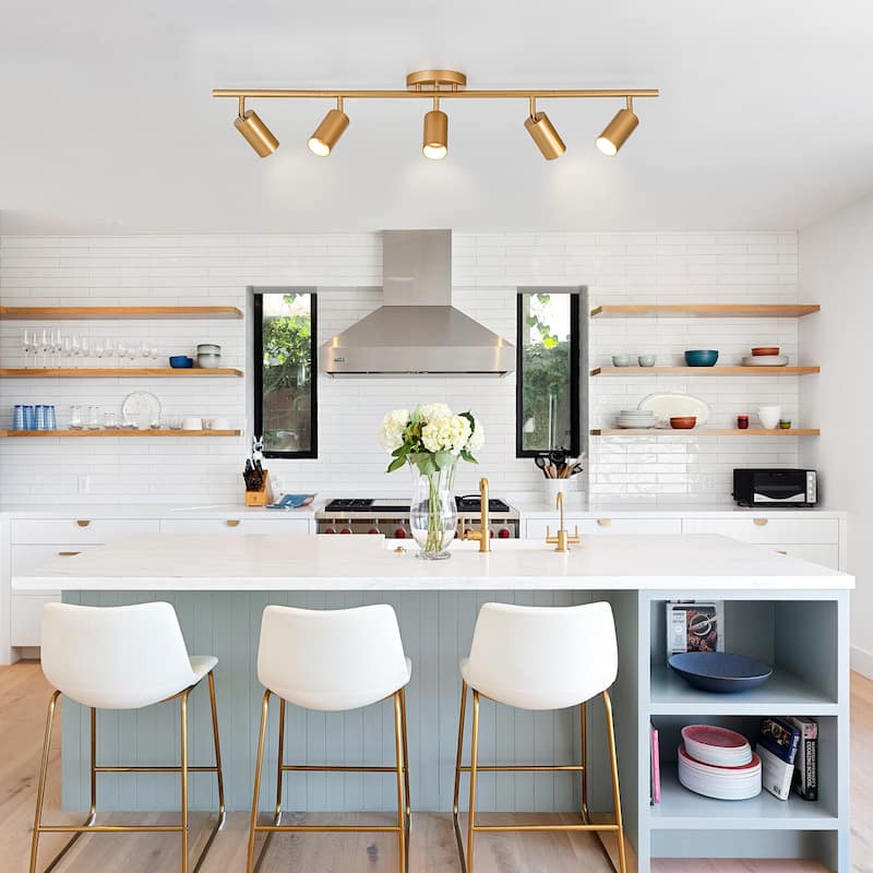 Modern Farmhouse 4/5-Light Gold Linear Ceiling Track Lighting Flush Mount Light