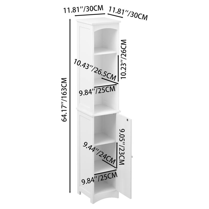 Anmytek Tall Bathroom Storage Cabinet with Reversible Door White Narrow Linen Tower Floor Organizer for Small Spaces