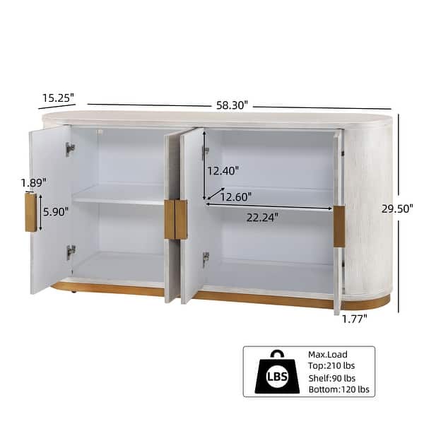 dimension image slide 1 of 2, Christopher Knight Home - Valmont MDF 4 Doors Sideboard with Metal Base and Storage