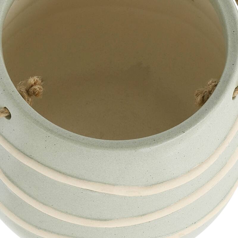 Sagebrook Home Neutral Textured Ceramic Hanging Planter